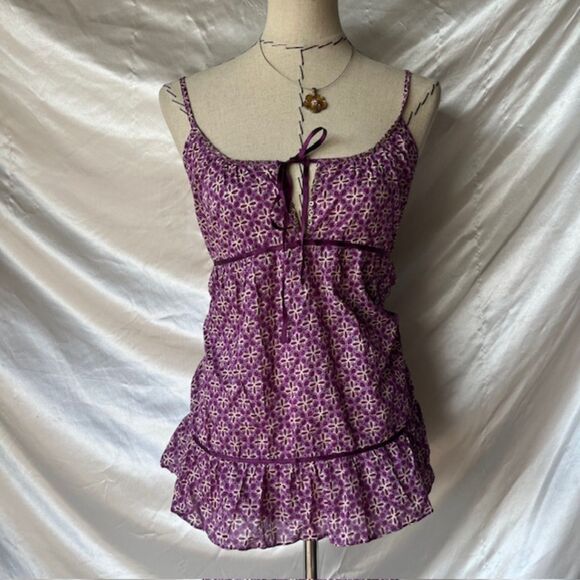American Eagle Pink and purple babydoll top - Picture 3 of 5